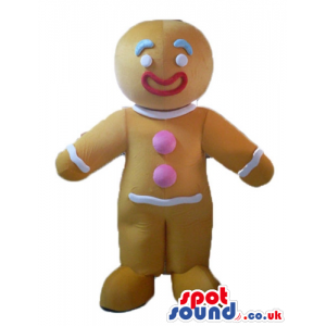 Gingerbread man decorated in red, pink and light blue - Custom