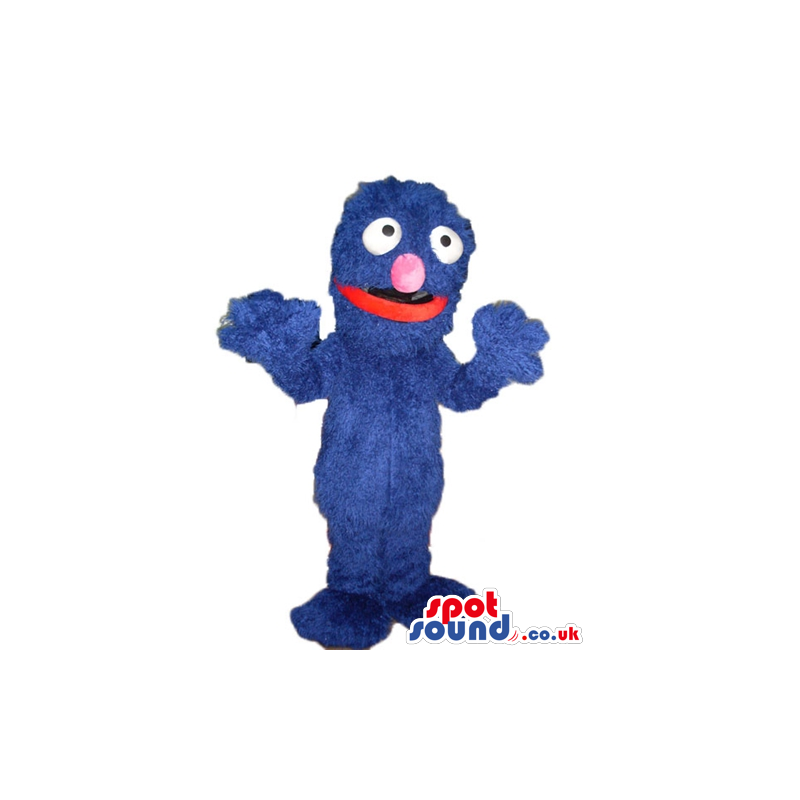 Blue monster with a red mouth and big eyes - Custom Mascots