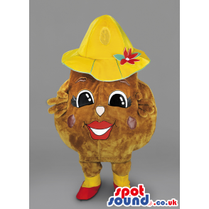 Potato Vegetable Mascot With Yellow Hat And Red Shoes - Custom