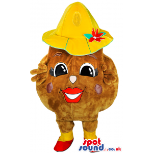 Potato Vegetable Mascot With Yellow Hat And Red Shoes - Custom