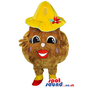 Potato Vegetable Mascot With Yellow Hat And Red Shoes - Custom