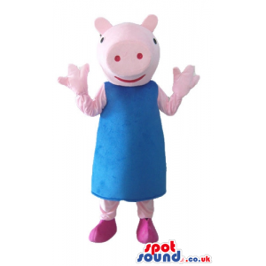 Peppa pig wearing a light-blue dress and pink shoes - Custom