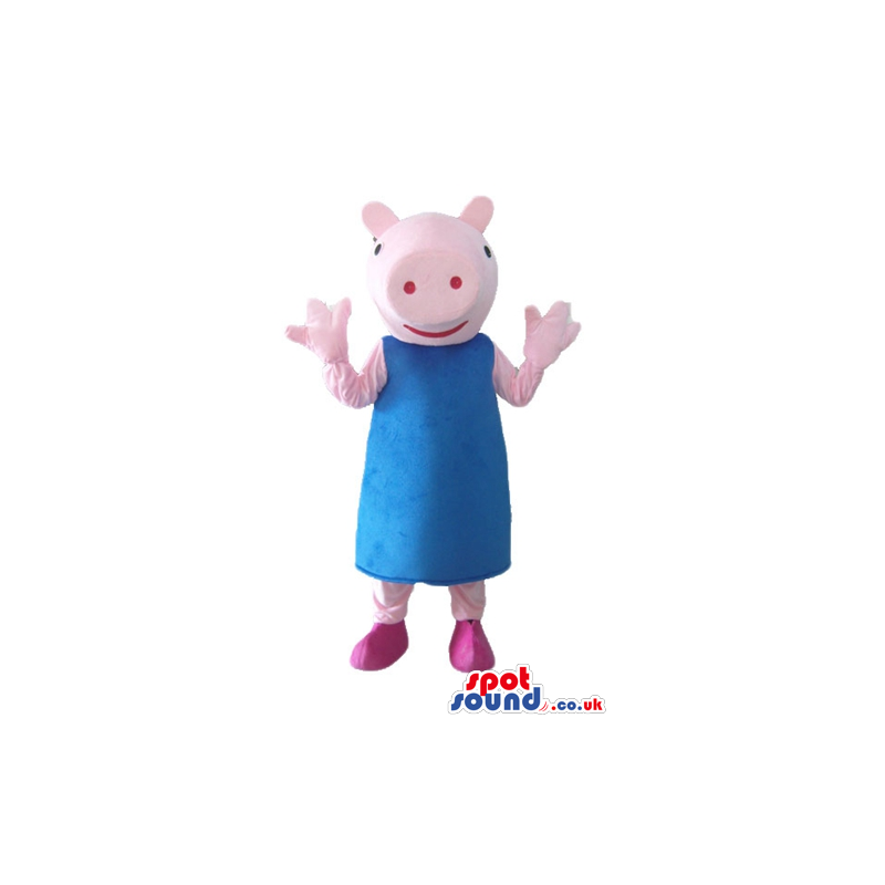 Peppa pig wearing a light-blue dress and pink shoes - Custom