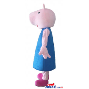 Peppa pig wearing a light-blue dress and pink shoes - Custom