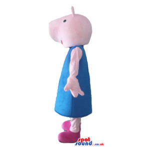 Peppa pig wearing a light-blue dress and pink shoes - Custom