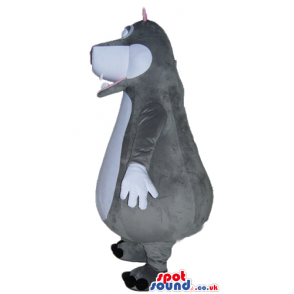Grey monster with white belly and hands - Custom Mascots
