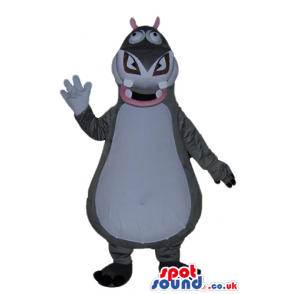 Grey monster with white belly and hands - Custom Mascots