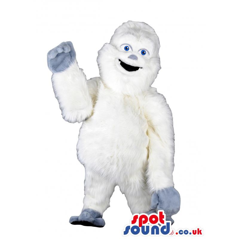 Boogy white mascot with smiling face and waving hands - Custom