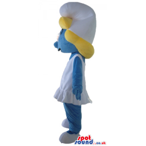 Blonde smurfette wearing a white dress and shoes - Custom