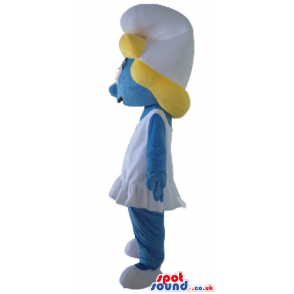 Blonde smurfette wearing a white dress and shoes - Custom