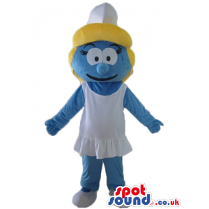 Blonde smurfette wearing a white dress and shoes - Custom