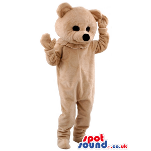 Light Brown Teddy Bear Animal Mascot With Black Nose And Eyes -