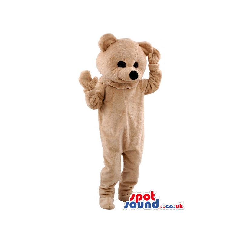 Light Brown Teddy Bear Animal Mascot With Black Nose And Eyes -