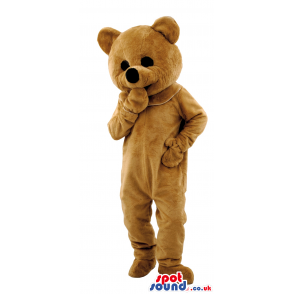 Brown Teddy Bear Animal Mascot With Black Nose And Eyes -