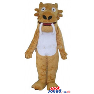 Beige saber-toothed cat - your mascot in a box! - Custom Mascots