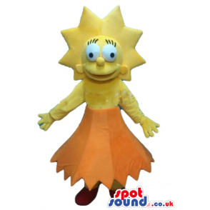 Lisa simpson wearing an orange strapless dress - Custom Mascots