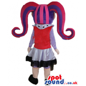 Monster high girl with long red and violet, hair, long teeth