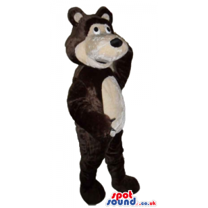 Standing brown bear mascot smiling and looking to the front -