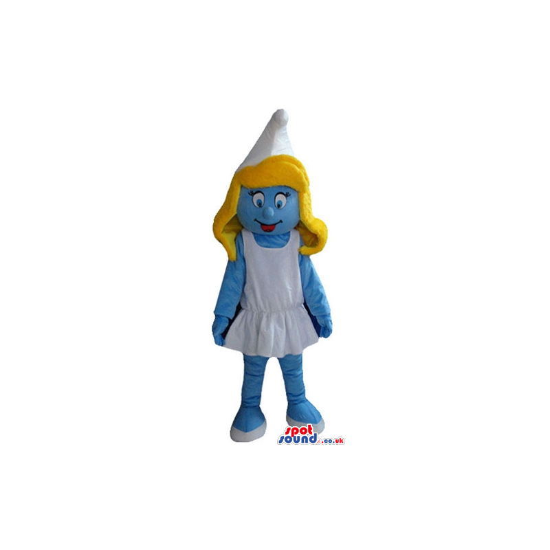 Blonde smurfette wearing a white dress and shoes - Custom