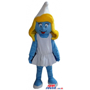 Blonde smurfette wearing a white dress and shoes - Custom