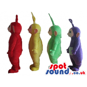 Red, yellow, green and violet tele tubbies