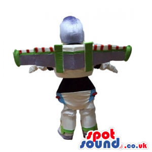 Buzz lightyear with a suit decorated in black and green -