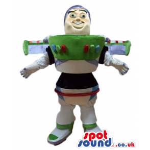 Buzz lightyear with a suit decorated in black and green -
