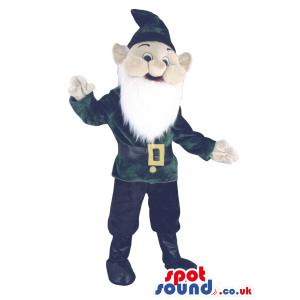 Dwarf  mascot with peculiar cap with long beard and in green