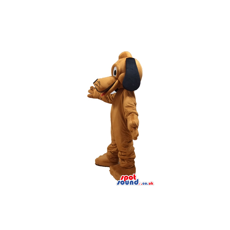 Brown dog with long black ears and big eyes - Custom Mascots