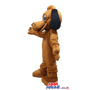 Brown dog with long black ears and big eyes - Custom Mascots