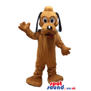 Brown dog with long black ears and big eyes - Custom Mascots