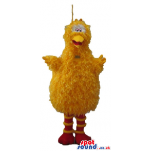 Yellow bird with striped yellow and red feet - Custom Mascots