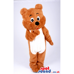 Brown Teddy Bear Mascot With White Belly And Black Nose -