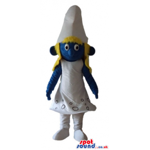 Blonde smurfette wearing a white dress and shoes - Custom