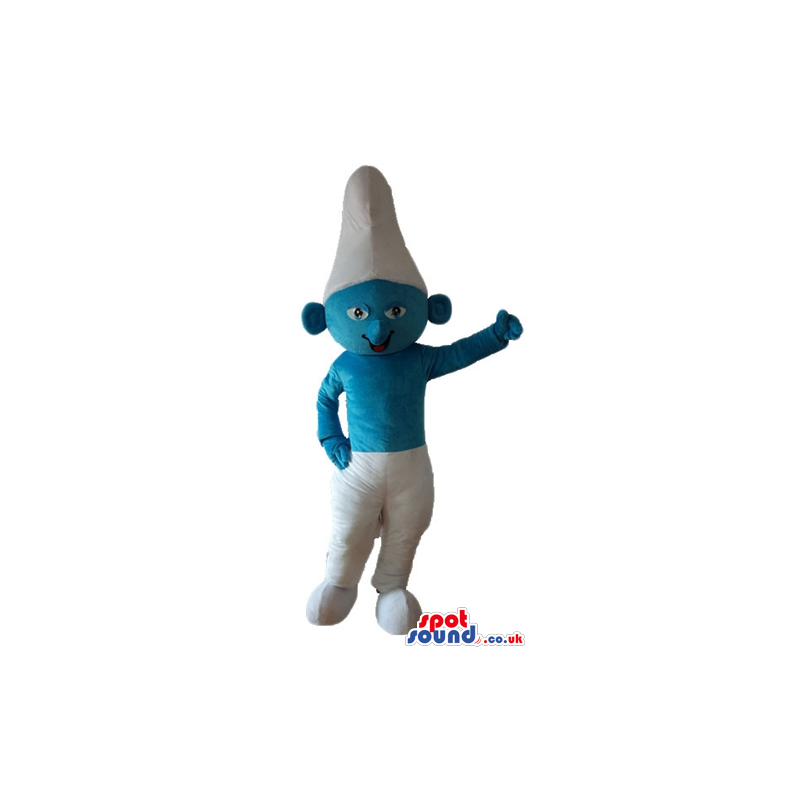 Smiling smurf wearing white trousers and a white hat - Custom