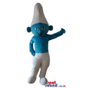 Smiling smurf wearing white trousers and a white hat - Custom