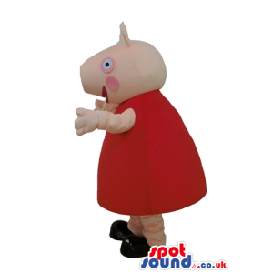 Peppa pig wearing a red mini dress and black shoes - Custom