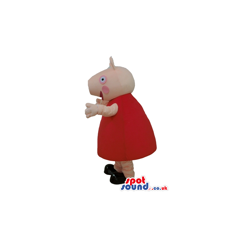 Peppa pig wearing a red mini dress and black shoes - Custom