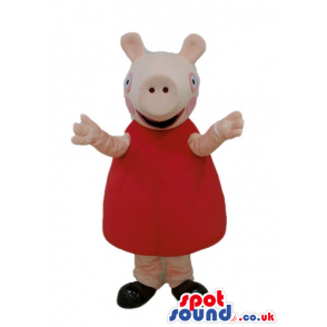 Peppa pig wearing a red mini dress and black shoes - Custom