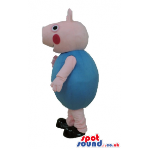 George pig wearing a light-blue t-shirt - Custom Mascots