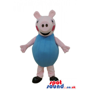 George pig wearing a light-blue t-shirt - Custom Mascots