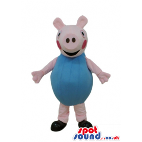 George pig wearing a light-blue t-shirt - Custom Mascots