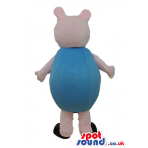 George pig wearing a light-blue t-shirt - Custom Mascots