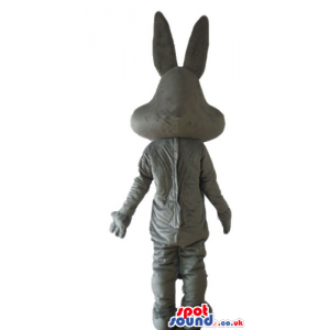 Grey and white rabbit with a pink belly button - Custom Mascots