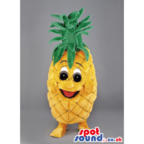 Yellow Pineapple Fruit Mascot With Big Eyes And Mouth - Custom