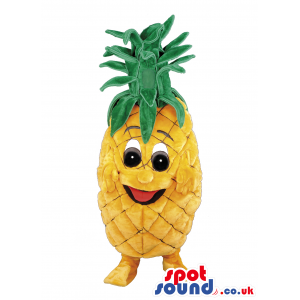 Yellow Pineapple Fruit Mascot With Big Eyes And Mouth - Custom