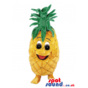 Yellow Pineapple Fruit Mascot With Big Eyes And Mouth - Custom