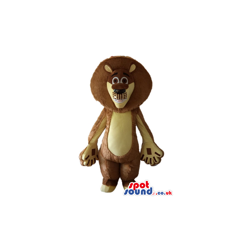 Brown and beige lion with big eyes - Custom Mascots