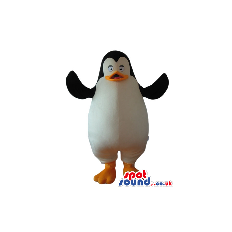 Black and white penguin with orange feet and beak - Custom