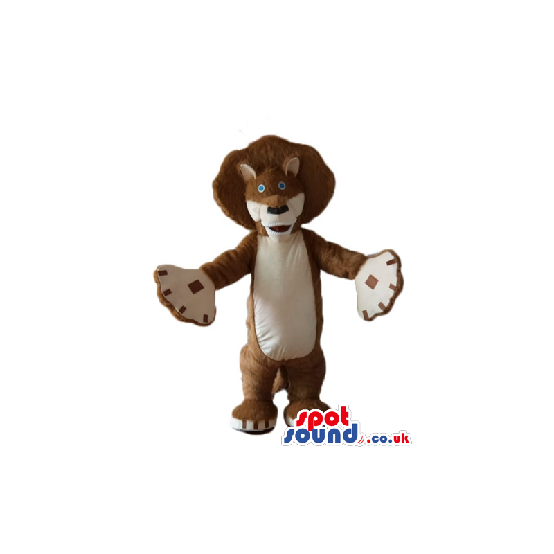Brown and beige lion with big eyes - Custom Mascots